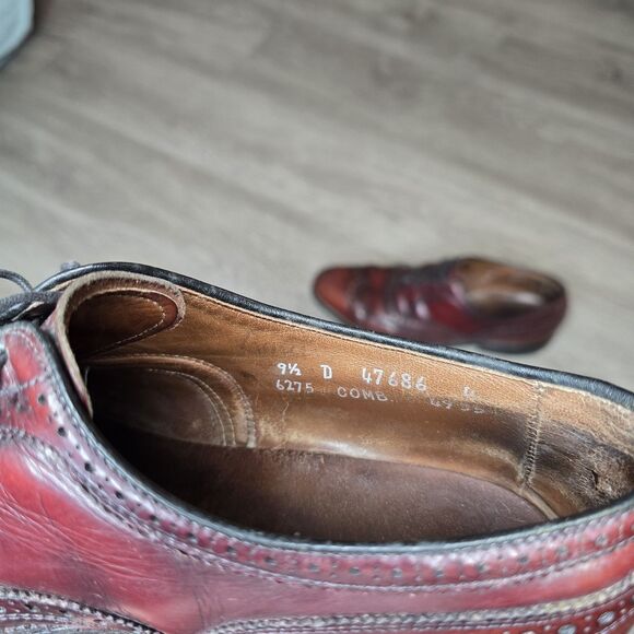 Allen Edmonds McAllister Wingtip Shoe Size 9.5 D Men Made In USA Burgundy Oxford main image 5